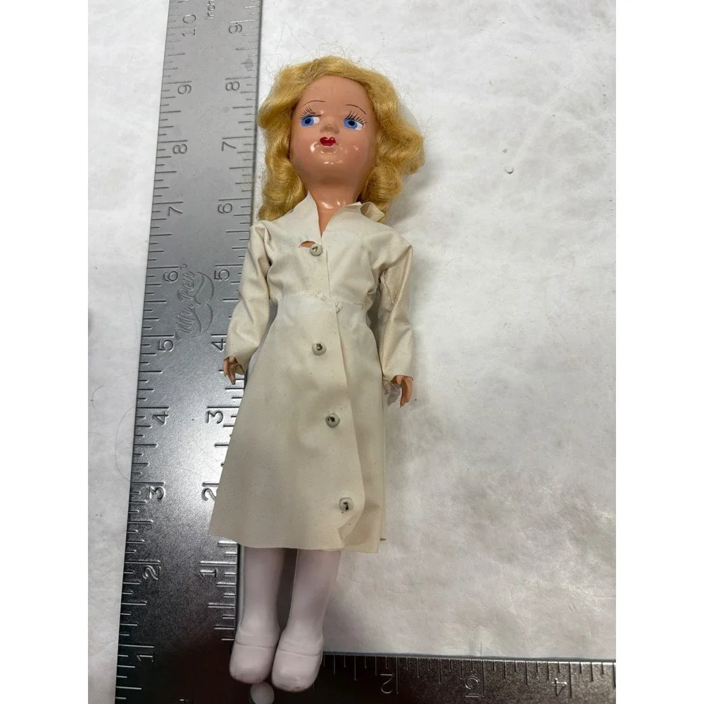 Vintage Miss Curity Nurse Doll Bauer & Black Hard Plastic Advertising 8 Inch